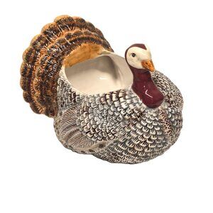 Warren Kimble Thanksgiving Turkey Cranberry Bowl Harvest Boston Warehouse Dish